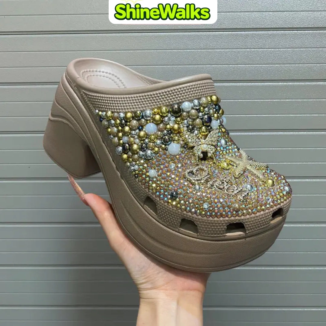 ShineWalks™ Crystal Bloom Clogs